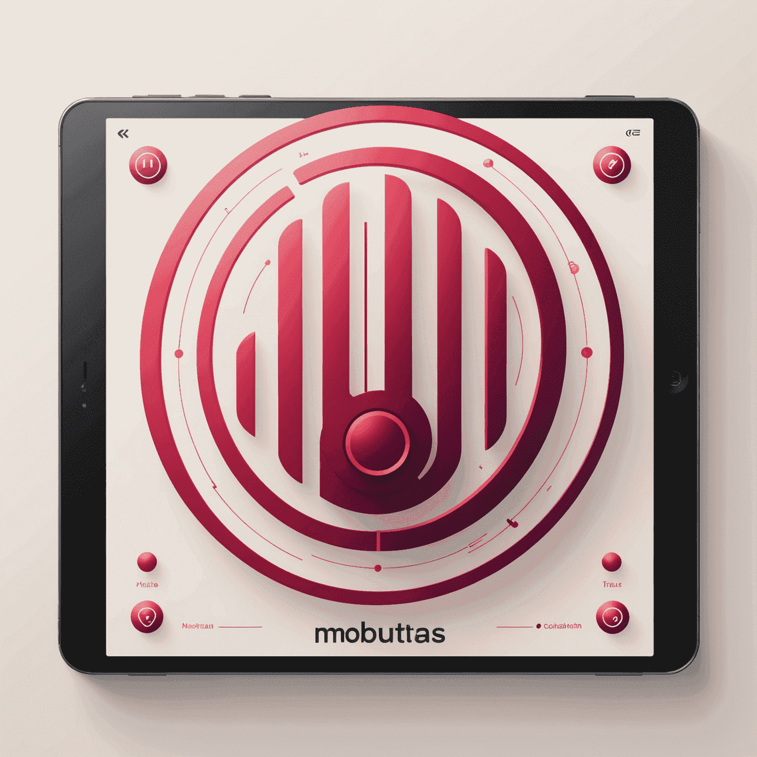 mobiutnas.com logo - A stylized music interface with red and pink elements