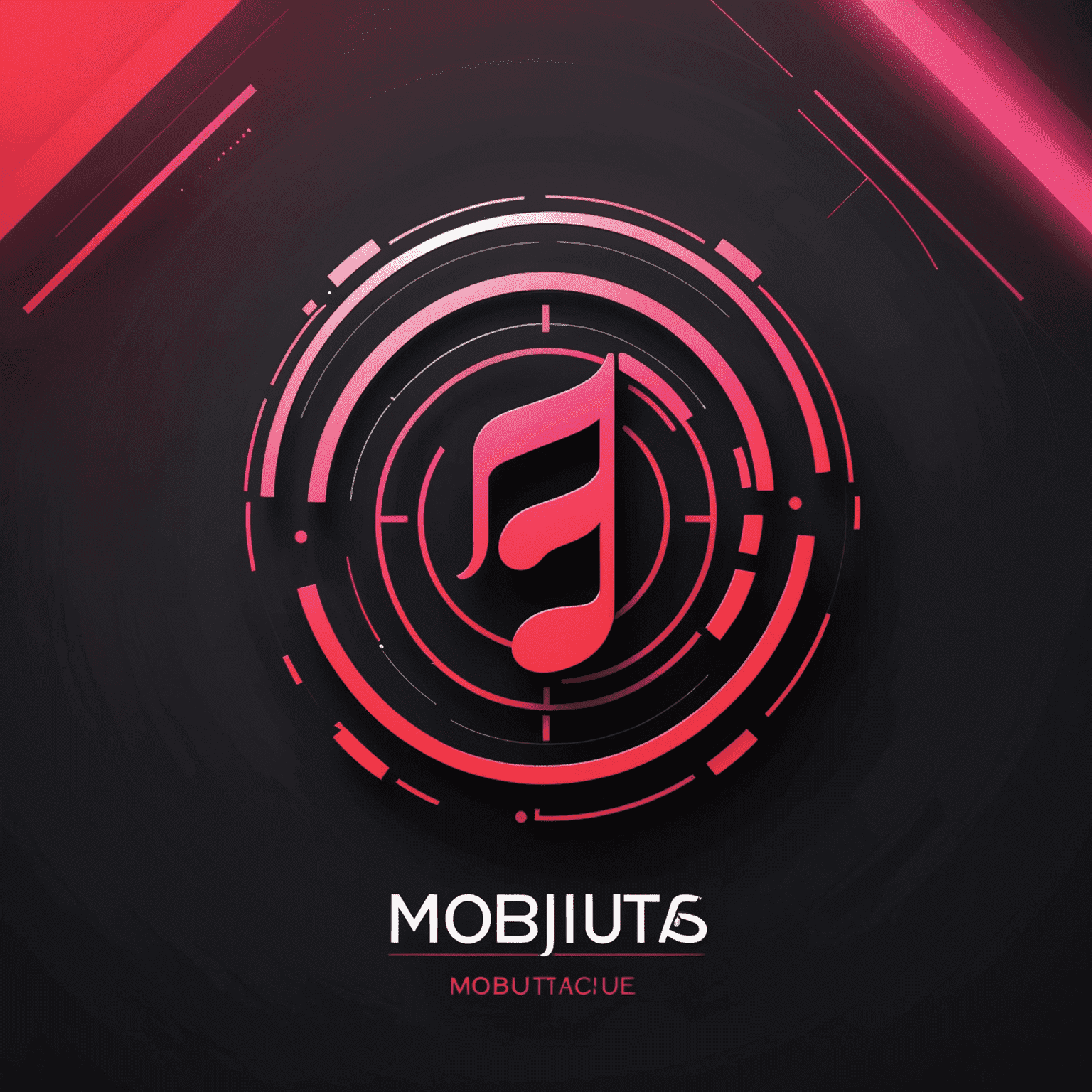 mobiutnas.com logo - A stylized music interface with red and pink elements