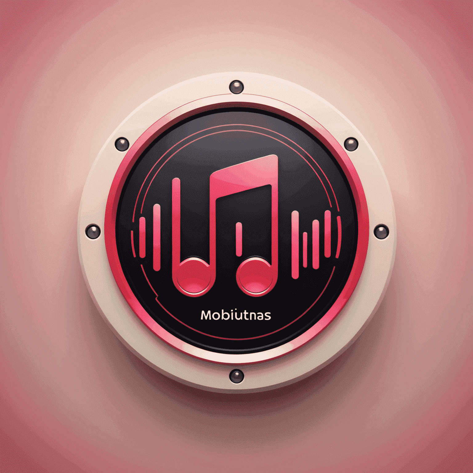 mobiutnas.com logo - A stylized music interface with red and pink elements