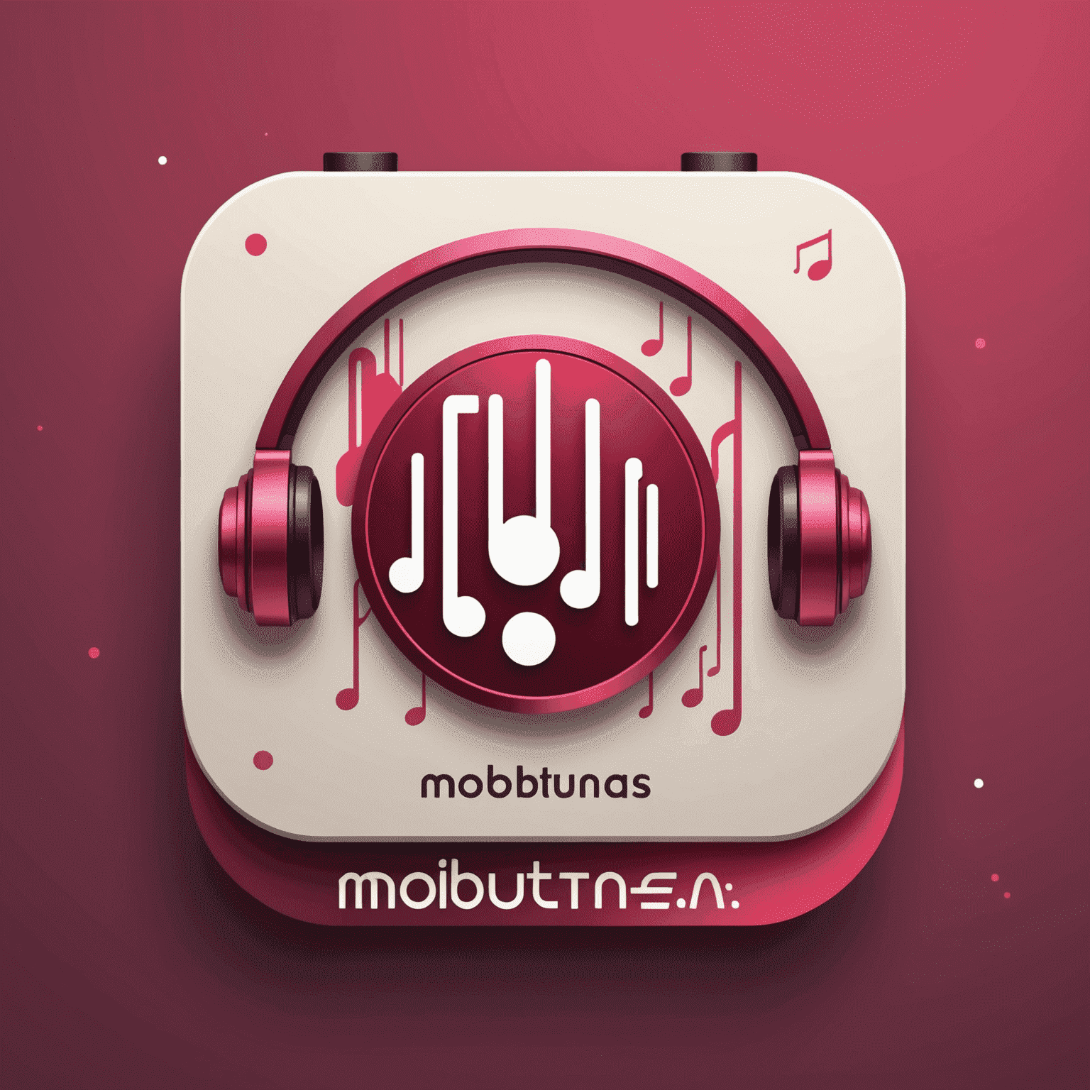 mobiutnas.com logo - A stylized music interface with red and pink elements