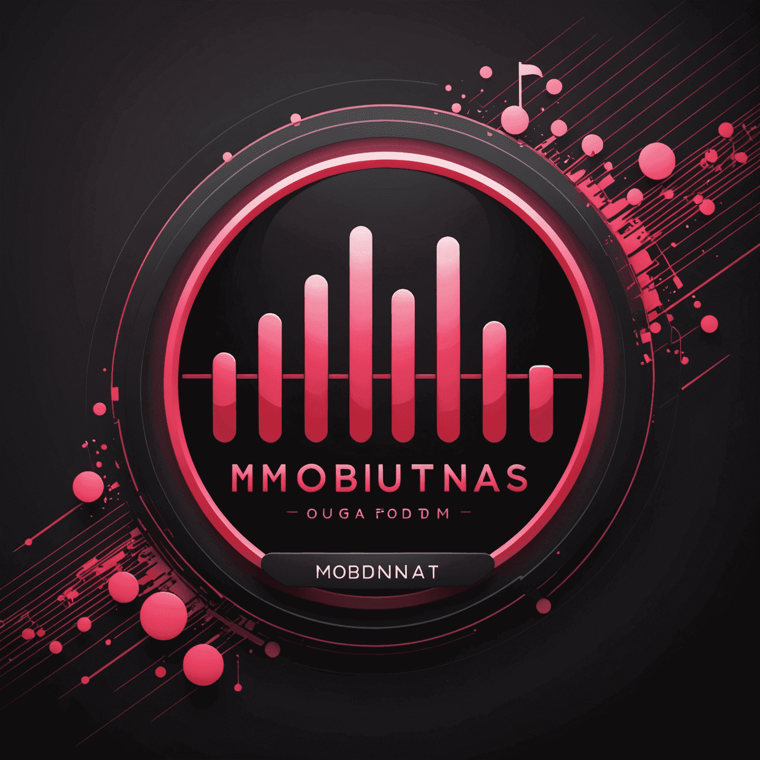 mobiutnas.com logo - A stylized music interface with red and pink elements