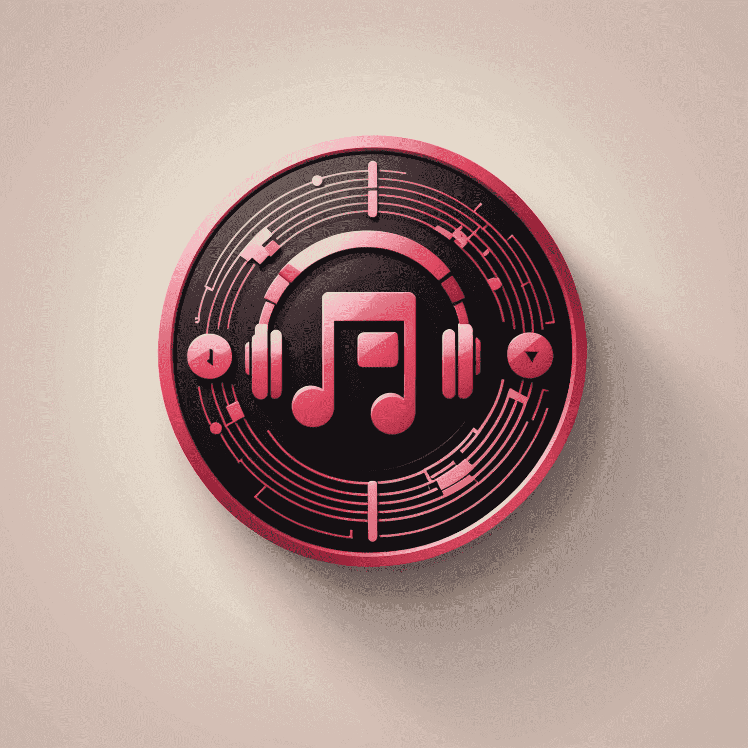 mobiutnas.com logo - A stylized music interface with red and pink elements