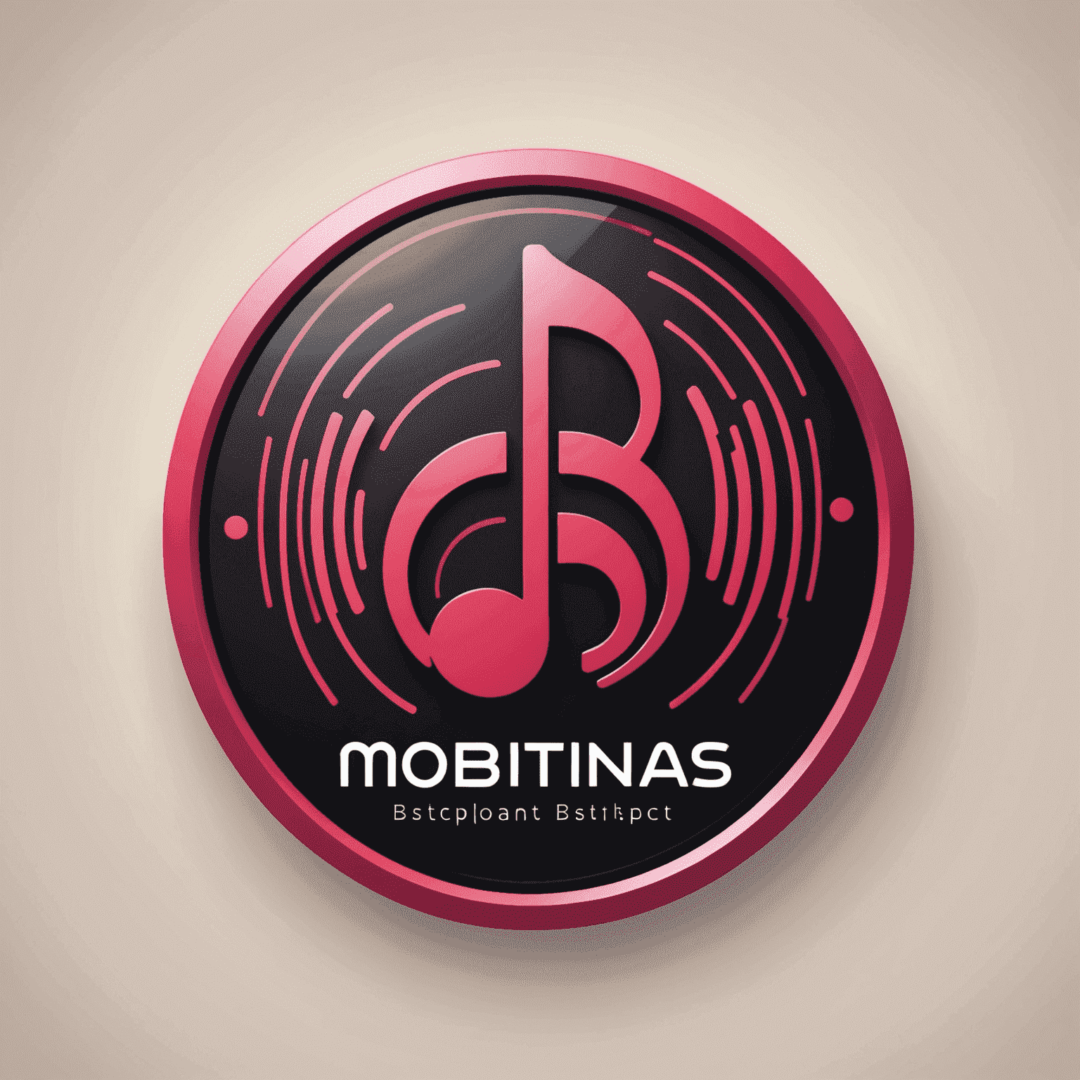 mobiutnas.com logo - A stylized music interface with red and pink elements